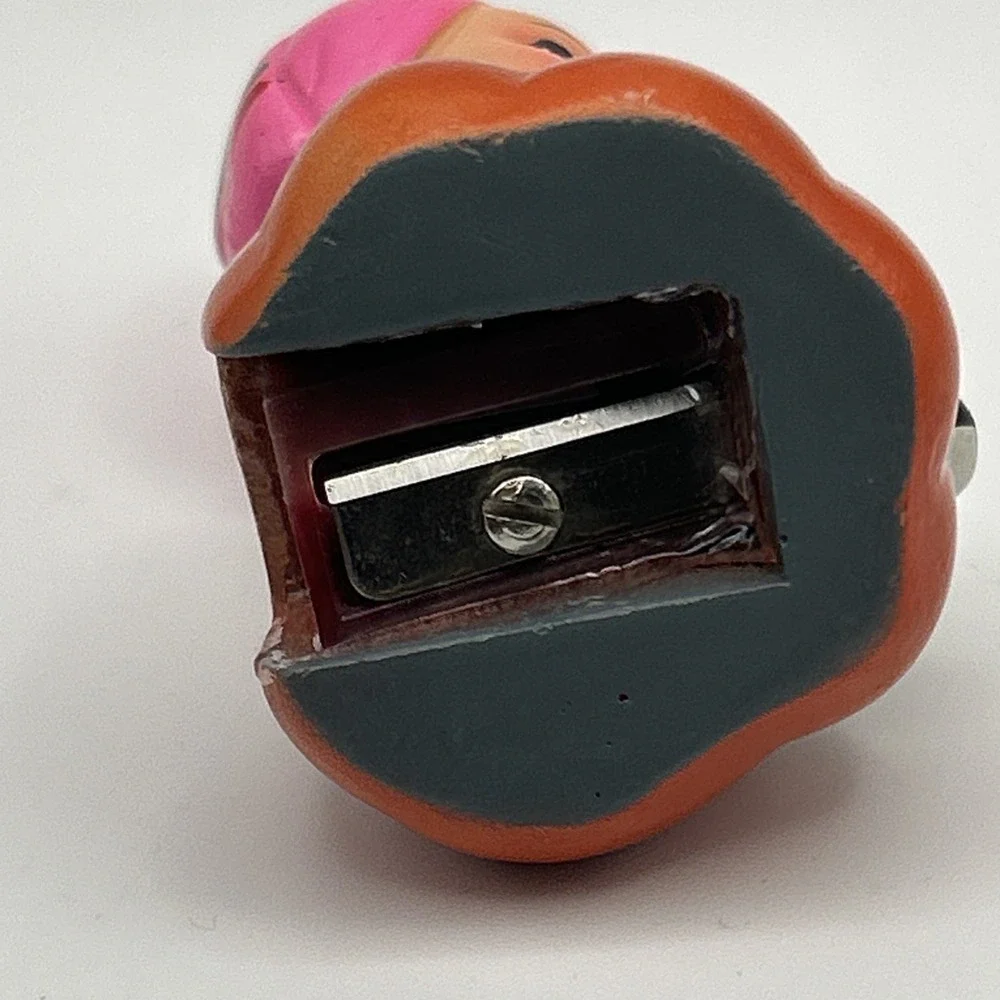 Vintage Ceramic Figurine Pencil Sharpener Asian Child on Pumpkin 1950s–70s Japan